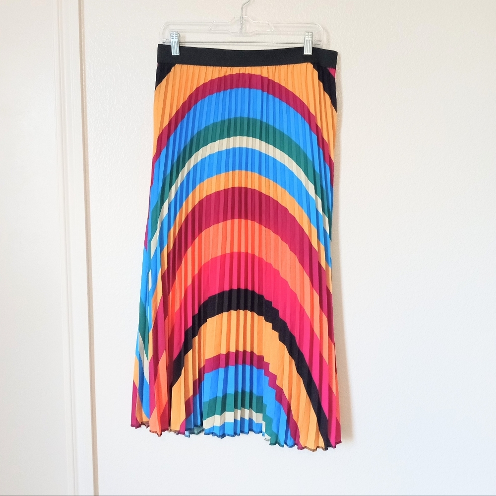 Sadie & Love Pleated Multicolor Vibrant Colorful Maxi Skirt XL